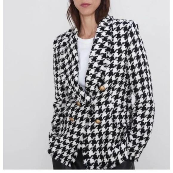 Zara Houndstooth Wool Blazer XL - Picture 1 of 10